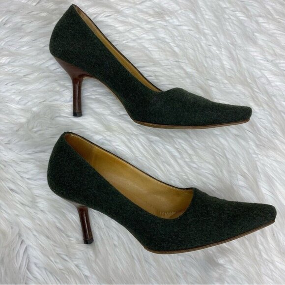 Gucci Women's Forest Green Quiet Luxury Wool Fabric Designer Pumps‎ EU 37/US 7 - Picture 7 of 15